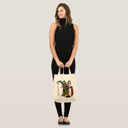 Vrolijk kerstrendiertje tote bag (Voorkant (model))
