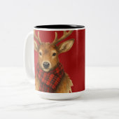 Vrolijk kerstrendiertje tweekleurige koffiemok (Voorkant links)