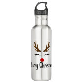 Vrolijk kerstrendiertje waterfles  (Voorkant)