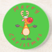 Vrolijk kerstrendiertje zandsteen onderzetter (Voorkant)