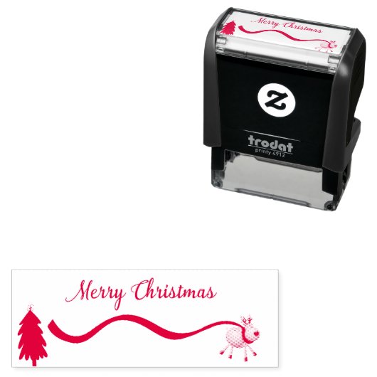 Vrolijk kerstrendiertje  zelfinktende stempel (In situ)
