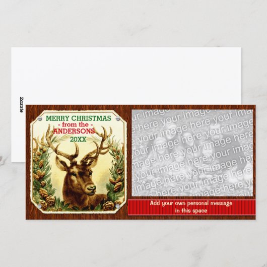 Vrolijk kerstrennen op maat feestdagenkaart (Voorkant / Achterkant)