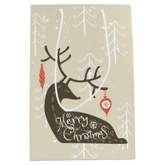 Vrolijk kerstrennier Cozy Medium Cadeauzakje (Voorkant)