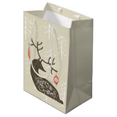 Vrolijk kerstrennier Cozy Medium Cadeauzakje (Voorkant Gekanteld)