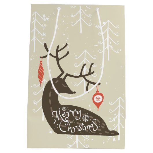 Vrolijk kerstrennier Cozy Medium Cadeauzakje (Achterkant)