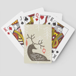 Vrolijk kerstrennier Cozy Pokerkaarten