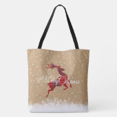 Vrolijk kerstrenrenrendierentuin Kraft & Tartan Re Tote Bag (Achterkant)