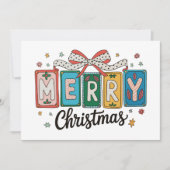Vrolijk Kerstretro Coquette Bow Girly Vakantie Feestdagenkaart (Voorkant)