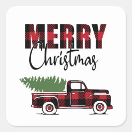 Vrolijk kerstritueel Vrachtwagen Vierkante Sticker