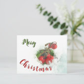 Vrolijk kerstrode bessen uit het sneeuwBriefkaart Briefkaart (Staand voorkant)