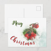 Vrolijk kerstrode bessen uit het sneeuwBriefkaart Briefkaart (Voorkant / Achterkant)