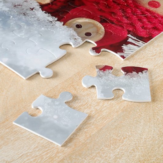 Vrolijk kerstrode poppen legpuzzel (Zijkant)