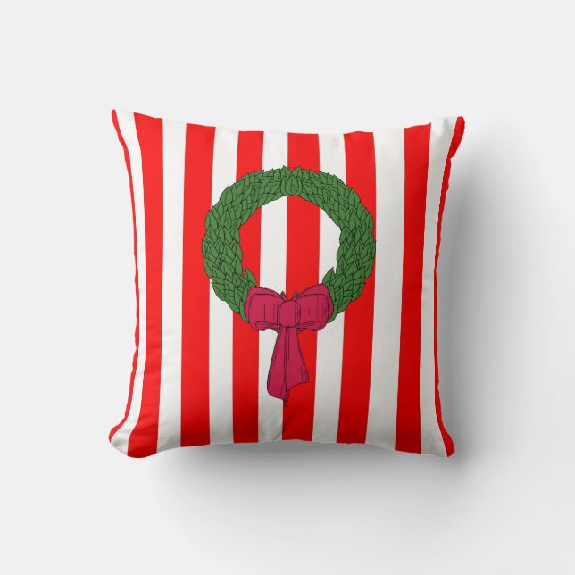 Vrolijk kerstrode streep met rode kruis kussen (Voorkant)