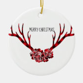 Vrolijk kerstrondje Ornament-Pset Antlers Keramisch Ornament (Voorkant)