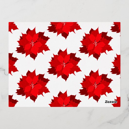 Vrolijk kerstrood 5 foto's rood poinsettia folie feestdagen briefkaart (Achterkant)