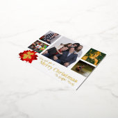 Vrolijk kerstrood 5 foto's rood poinsettia folie feestdagen briefkaart (Gedraaid)