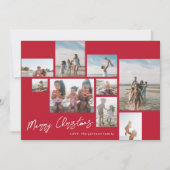 VROLIJK KERSTROOD | 9 Fotocollage | Modern Feestdagenkaart (Voorkant)
