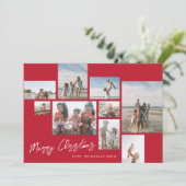 VROLIJK KERSTROOD | 9 Fotocollage | Modern Feestdagenkaart (Staand voorkant)