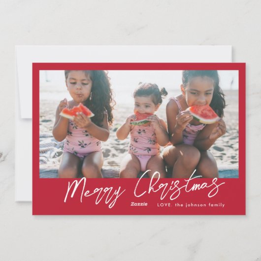 VROLIJK KERSTROOD | 9 Fotocollage | Modern Feestdagenkaart (Achterkant)