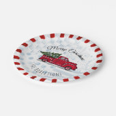Vrolijk kerstrood Antiek vrachtwagenpapier Bord (Gekanteld)