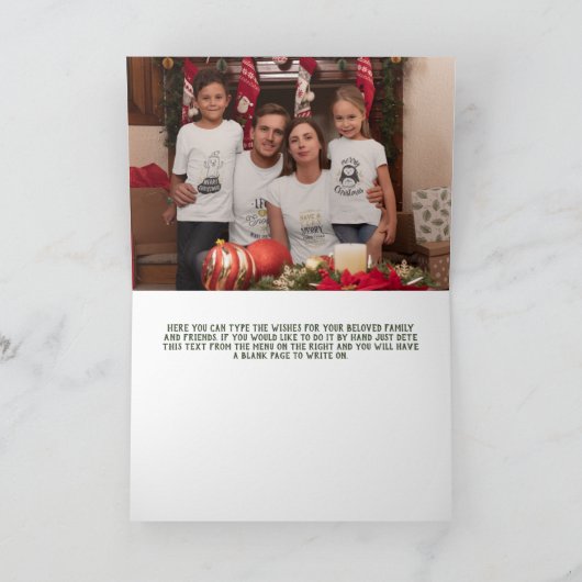 Vrolijk kerstrood auto Foto Rustisch hout Feestdagen Kaart (Binnen)