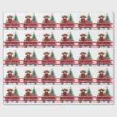 Vrolijk kerstrood auto met kerstboom cadeaupapier (Vlak)