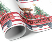Vrolijk kerstrood auto met kerstboom cadeaupapier (Rol Hoek)