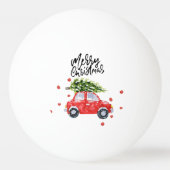 Vrolijk kerstrood auto met kerstboom pingpongbal (Voorkant)