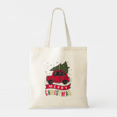 Vrolijk kerstrood autoboomnaam Sjabloon om Tote Bag (Achterkant)