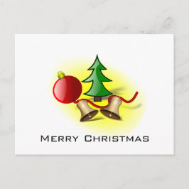 Vrolijk kerstrood bal, cellen en boom feestdagenkaart