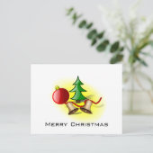 Vrolijk kerstrood bal, cellen en boom feestdagenkaart (Staand voorkant)