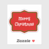 Vrolijk kerstrood banner, witte tekst sticker (Vel)
