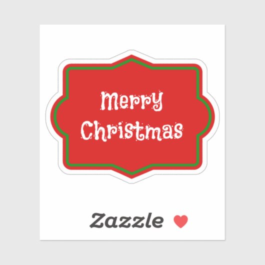 Vrolijk kerstrood banner, witte tekst sticker (Vel)