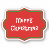 Vrolijk kerstrood banner, witte tekst sticker (Voorkant)
