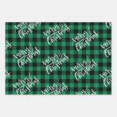 Vrolijk kerstrood Blauw Groene Buffalo Inpakpapier Vel (Voorkant 3)