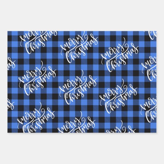 Vrolijk kerstrood Blauw Groene Buffalo Inpakpapier Vel (Voorkant 2)