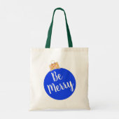Vrolijk kerstrood Blauw Roze gouden Ornamenten Tote Bag (Achterkant)