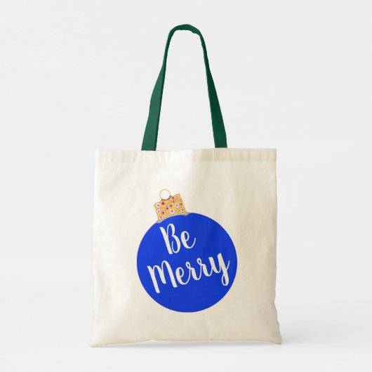Vrolijk kerstrood Blauw Roze gouden Ornamenten Tote Bag (Achterkant)