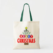 Vrolijk kerstrood Blauw Roze gouden Ornamenten Tote Bag (Voorkant)