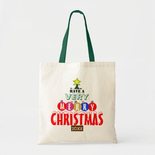 Vrolijk kerstrood Blauw Roze gouden Ornamenten Tote Bag (Voorkant)