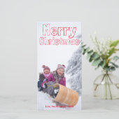 Vrolijk kerstrood blok - Fotokaart Feestdagenkaart (Staand voorkant)