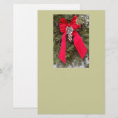 Vrolijk kerstrood Bow Briefpapier (Voorkant / Achterkant)