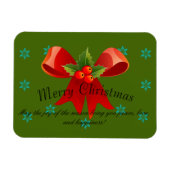 Vrolijk kerstrood Bow Holly en sneeuwvlokken Magneet (Horizontaal)