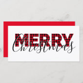 Vrolijk kerstrood buffelbord en kalligrafie feestdagenkaart (Voorkant / Achterkant)