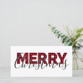 Vrolijk kerstrood buffelbord en kalligrafie feestdagenkaart (Staand voorkant)