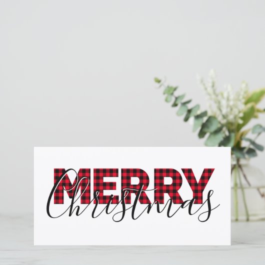 Vrolijk kerstrood buffelbord en kalligrafie feestdagenkaart (Staand voorkant)