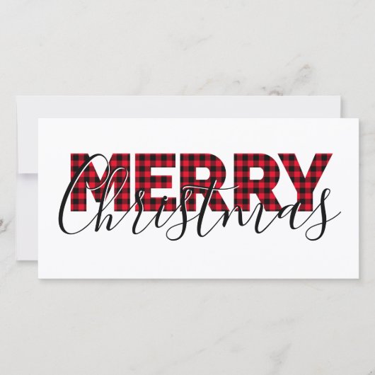 Vrolijk kerstrood buffelbord en kalligrafie feestdagenkaart (Voorkant)