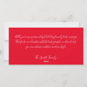 Vrolijk kerstrood buffelbord en kalligrafie feestdagenkaart (Achterkant)