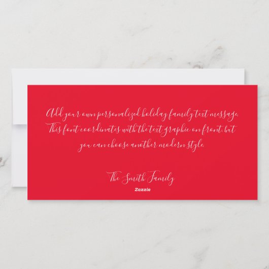 Vrolijk kerstrood buffelbord en kalligrafie feestdagenkaart (Achterkant)