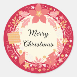 Vrolijk kerstrood cadeau en decoratie ronde sticker